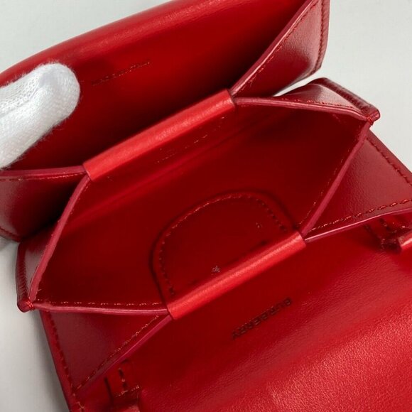 BURBERRY TB Wallet Compact Wallet Folded wallet Leather Red - Picture 9 of 10